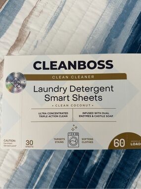 Joy Mangano Cleanboss Laundry Detergent Smart Sheets - White, Gold, Blue
